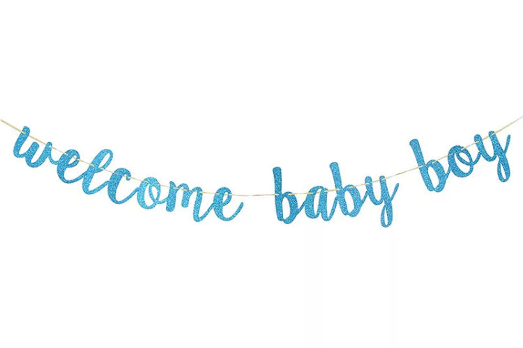 Baby Shower Glitter Welcome Baby Banner for Baby Shower (Sale)