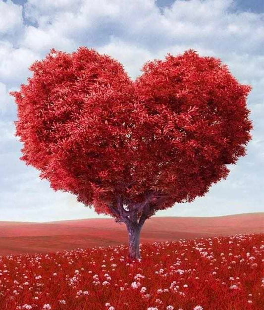 Red Heart Tree 30*40 cms 5D Diamond Painting/ Diamond Art Kit (Full Drill) Quality Poured Glue Canvas